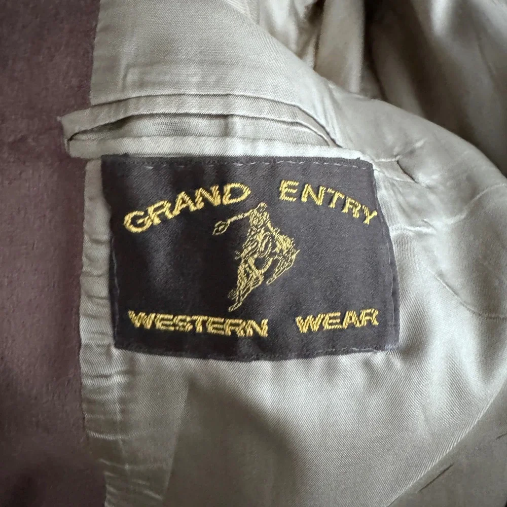 Grand Entry‎ Western Wear Blazer Mens 42R Brown Solid Faux Suede Cowboy Yoke